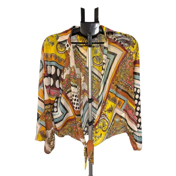 NWT TIMNG Boho deco art Colorful blouse Size Small - Picture 5 of 7